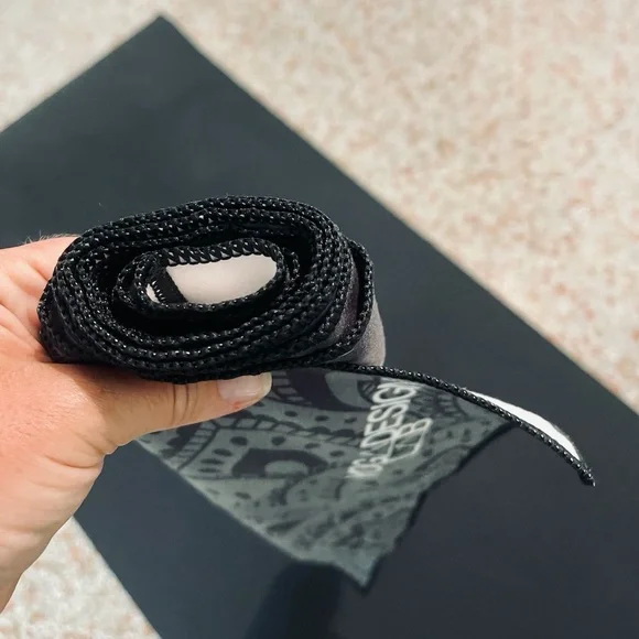 Yoga Design Lab Hot Yoga Towel (Yoga Mat Towel)  in Black with Mandala Print - Picture 8 of 8